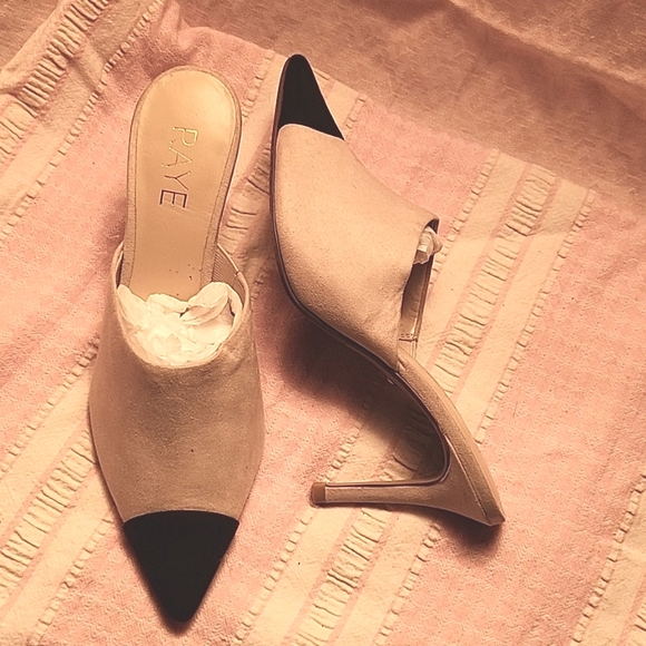 Nude with black tip toes Raye mule's women's size 6 Phoebe - Picture 2 of 5